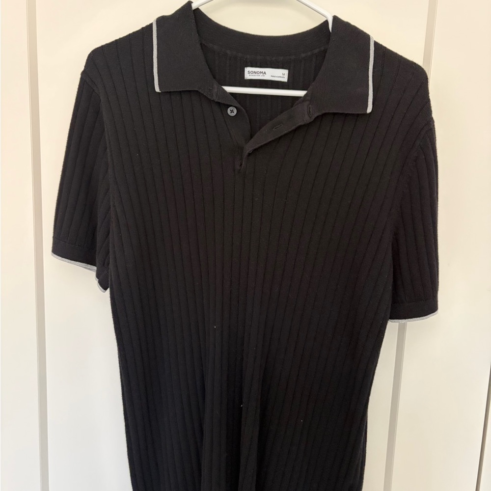 Sonoma Men's Polo Shirt in Black with White Trim